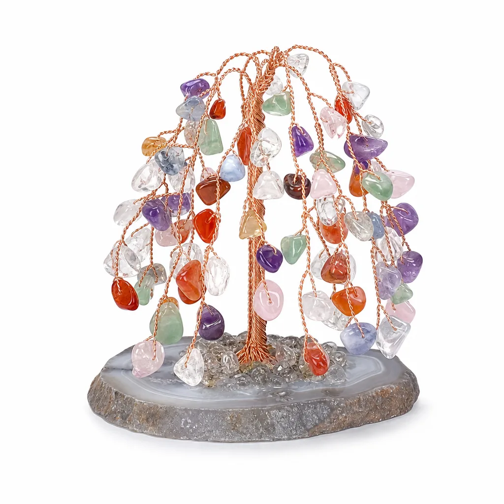 Willow Agate Crystal Tree Decor Handcrafted Healing Energy for Meditation & Office