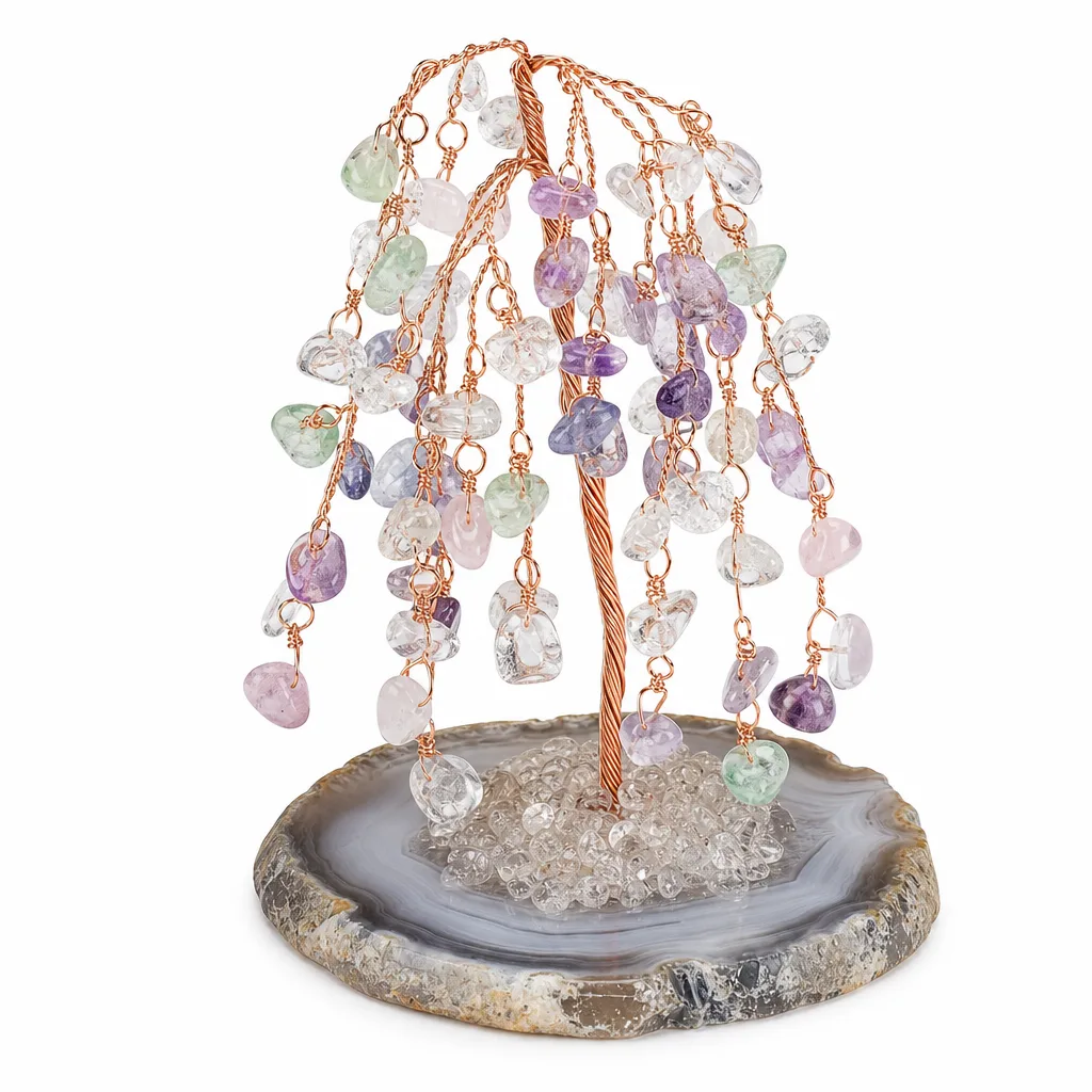Willow Agate Crystal Tree Decor Handcrafted Healing Energy for Meditation & Office