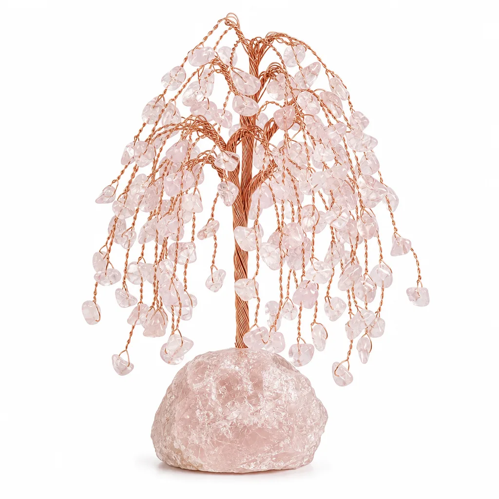 Premium Handcrafted Crystal Tree with Raw Stone Base – Chakra Healing Energy Protection Decor for Meditation, Office & Altar Collection