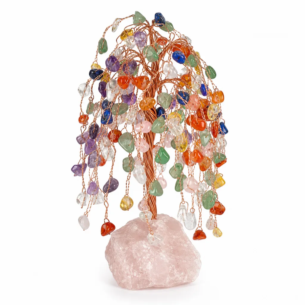 Willow-Style Crystal Tree with Raw Stone Base – Handcrafted Quartz for Chakra Healing, Energy Protection, Meditation & Spiritual Gift