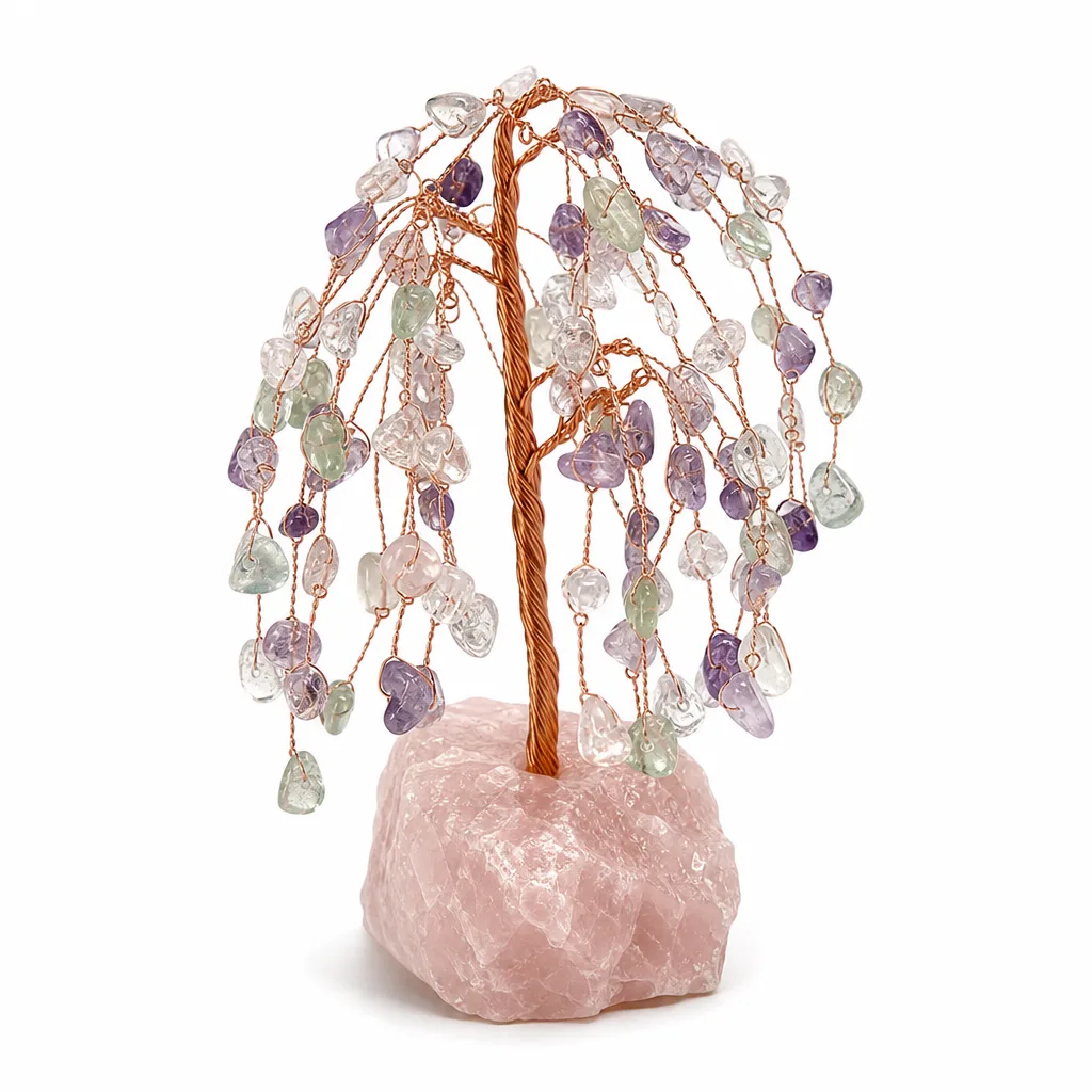 Crystal Tree Raw Stone Base Chakra Energy Protection Meditation Office Premium