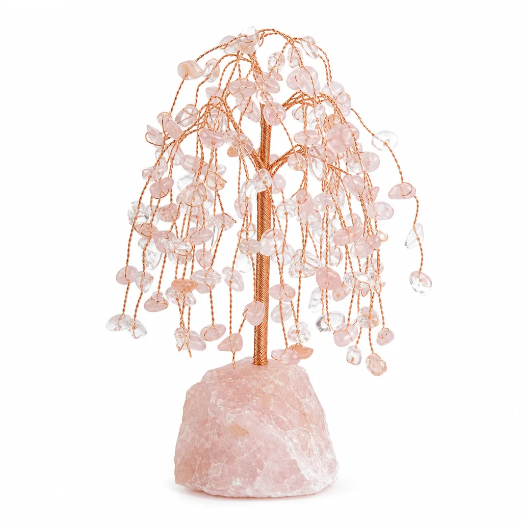Willow Crystal Tree with Raw Stone Base – Handcrafted Healing Energy Decor for Meditation, Office & Altar | Premium Metaphysical Collection