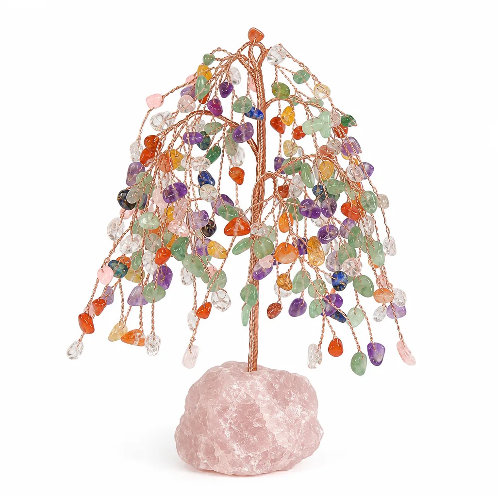 Willow Crystal Tree Raw Stone Base Premium Handcrafted Chakra Healing Decor for Meditation Office Living Room | Metaphysical Collection