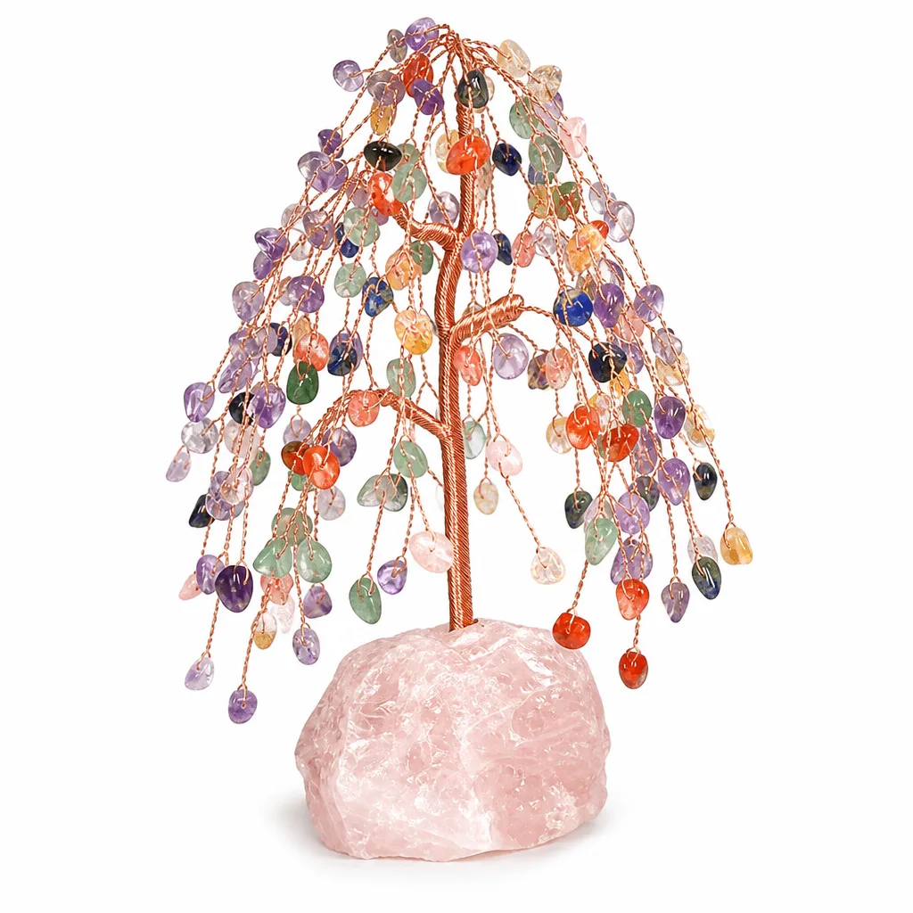 Willow Crystal Tree with Raw Stone Base – Chakra Healing Energy Protection Decor for Meditation, Office & Altar | Premium Handcrafted Metaphysical Collection