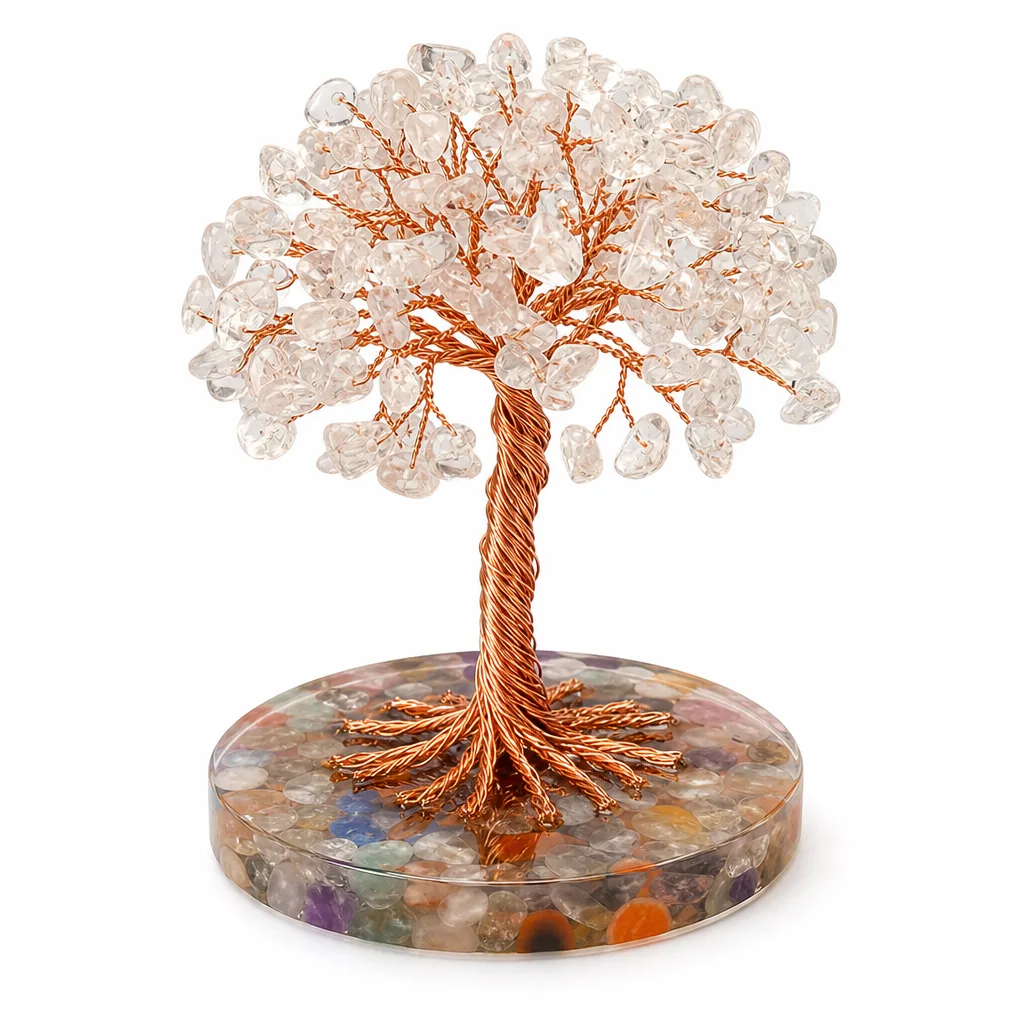 Premium Colored Agate Crystal Tree on Resin Base – Handcrafted Chakra Healing Energy Protection Decor for Meditation, Yoga, Bedroom, Office & Living Room | Metaphysical C