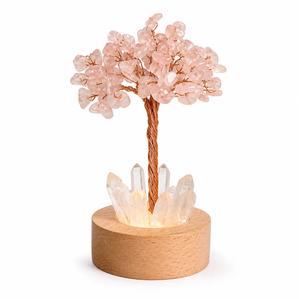 Creative Crystal Tree Night Light – Handcrafted Crushed Stone & Crystal Spikes for Chakra Healing, Meditation, and Premium Home Decor