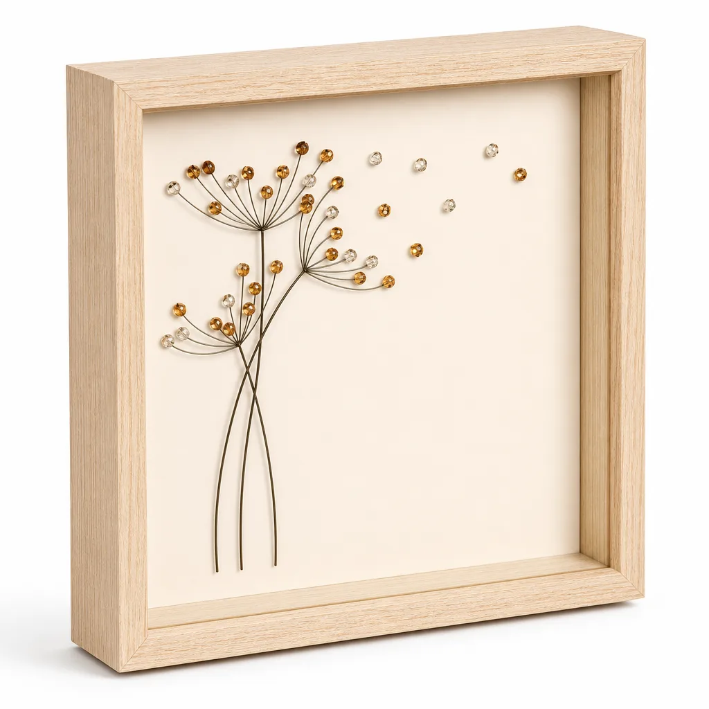 Dandelion Crystal Photo Frame – Handcrafted Clear Quartz for Chakra Healing, Energy & Protection, Meditation, Yoga, Bedroom, Office, Living Room Décor Premium Collection