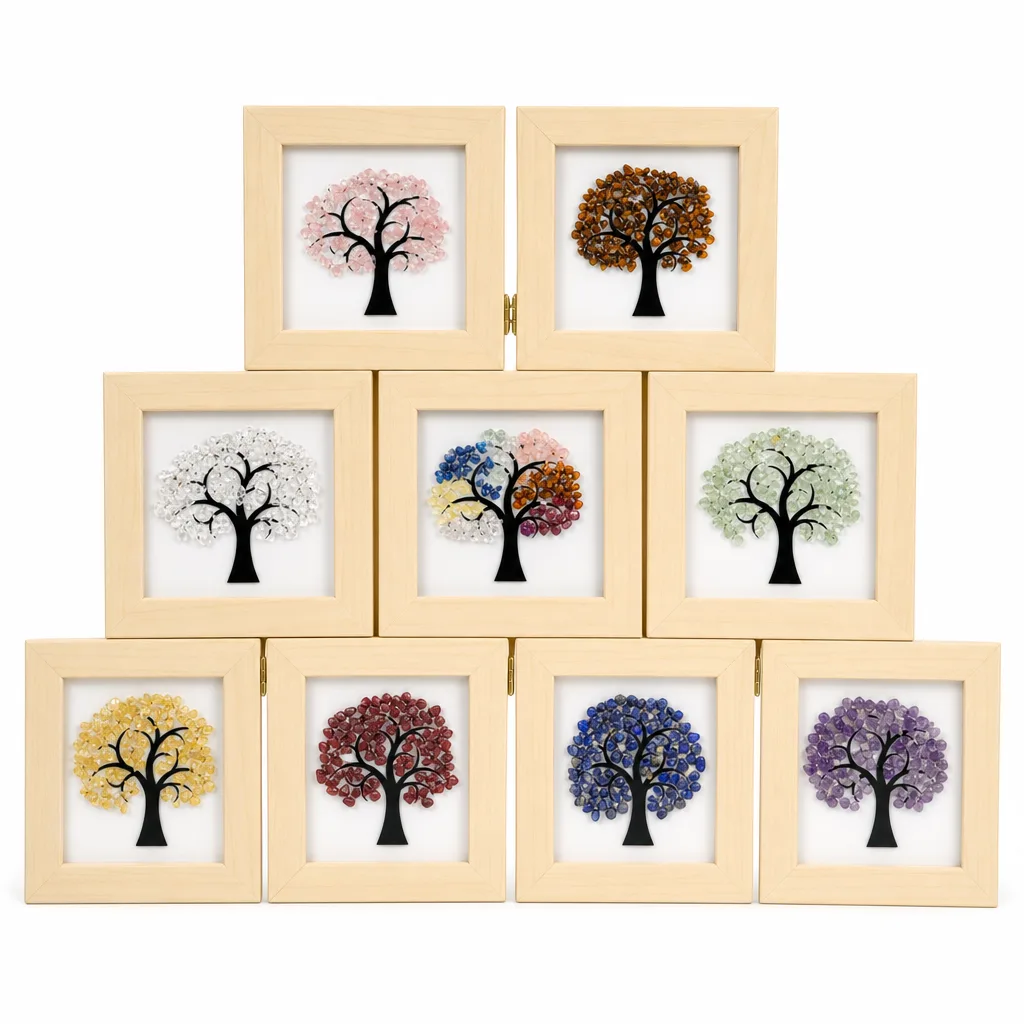 Tree of Life Crystal Picture Frame Decor – Crystal Decorative Art, Chakra Healing Energy Protection for Meditation, Yoga, Bedroom, Office & Altar | Premium Handcrafted Me image 1 Tree of Life Crystal Picture Frame Decor – Crystal Decorative Art, Chakra Healing Energy Protection for Meditation, Yoga, Bedroom, Office & Altar | Premium Handcrafted Me