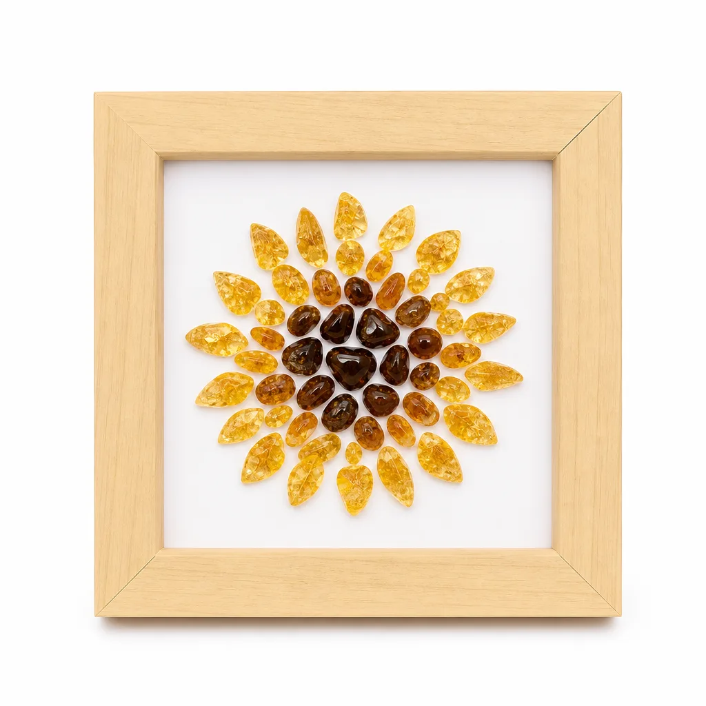 Sunflower Crystal Chip Frame – Handcrafted Quartz Healing Energy Decor for Meditation Yoga Bedroom Office Altar Gift image 1 Sunflower Crystal Chip Frame – Handcrafted Quartz Healing Energy Decor for Meditation Yoga Bedroom Office Altar Gift