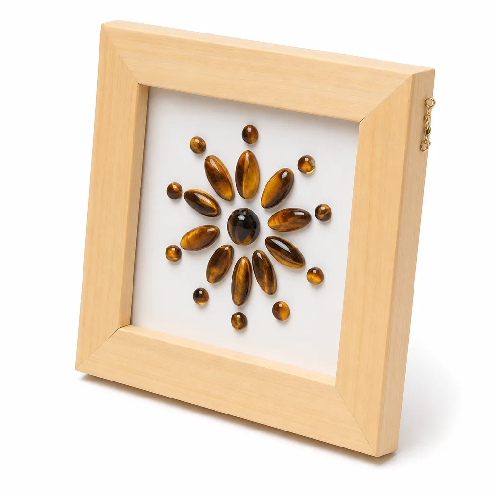 Sunflower Crystal Chip Decorative Picture Frame – Handcrafted Healing Energy for Meditation, Living Room & Spiritual Gift