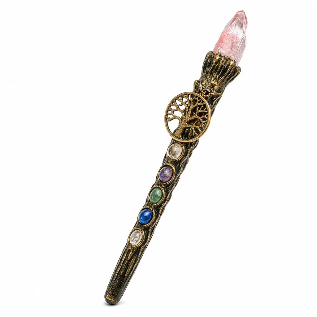 Premium Color-Plated Tree of Life Magic Wand – Chakra Healing Energy Protection for Meditation, Yoga, Altar & Spiritual Gift