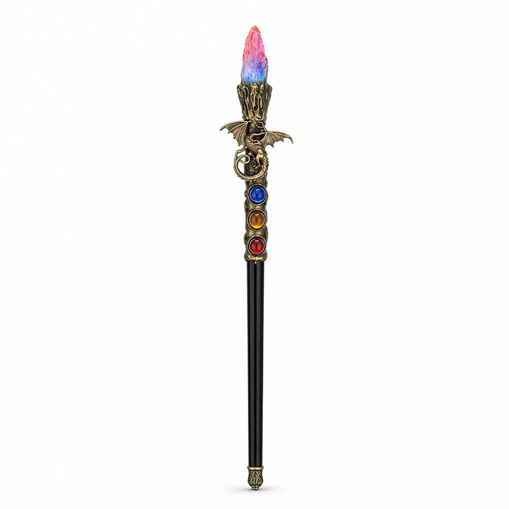 Premium Color-Plated Crystal Evil Dragon Magic Wand for Chakra Healing & Energy Protection in Meditation, Altar Decor, Spiritual Gift