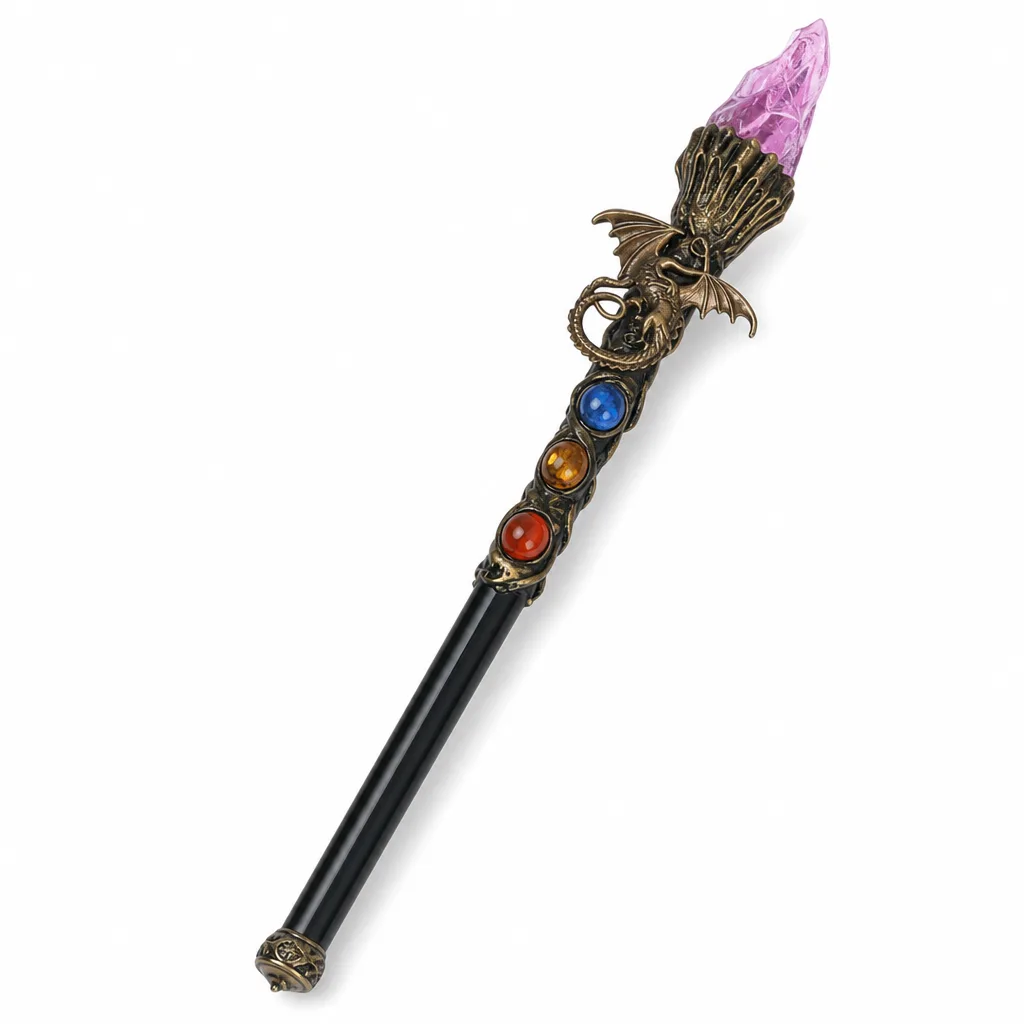 Premium Color-Plated Crystal Evil Dragon Magic Wand for Chakra Healing & Energy Protection in Meditation, Altar Decor, Spiritual Gift