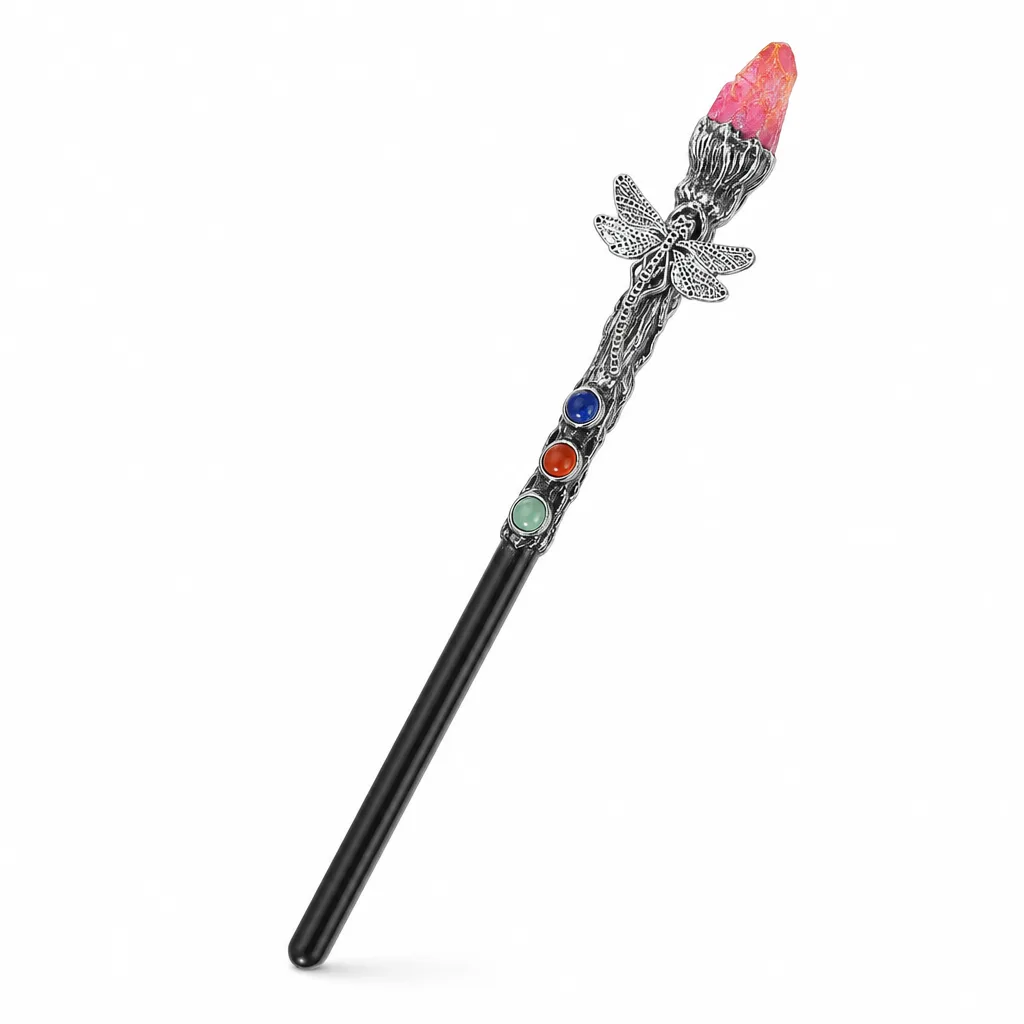 Dragonfly Magic Wand Color-Plated Crystal – Handcrafted Healing Chakra Energy for Meditation, Yoga, Bedroom & Executive Desk Collection