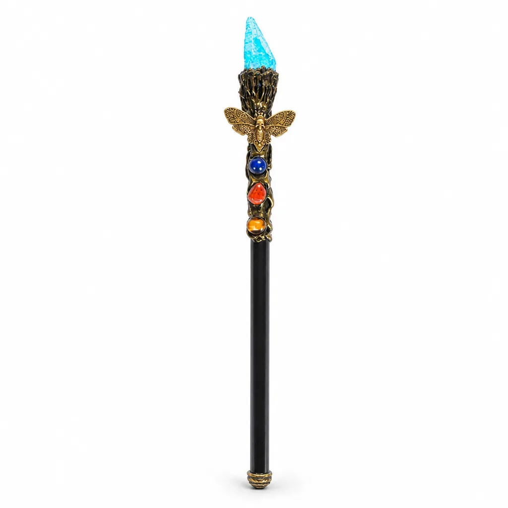 Premium Handcrafted Color-Plated Moth Magic Wand for Chakra Healing Energy Protection Meditation & Altar Decor Collection