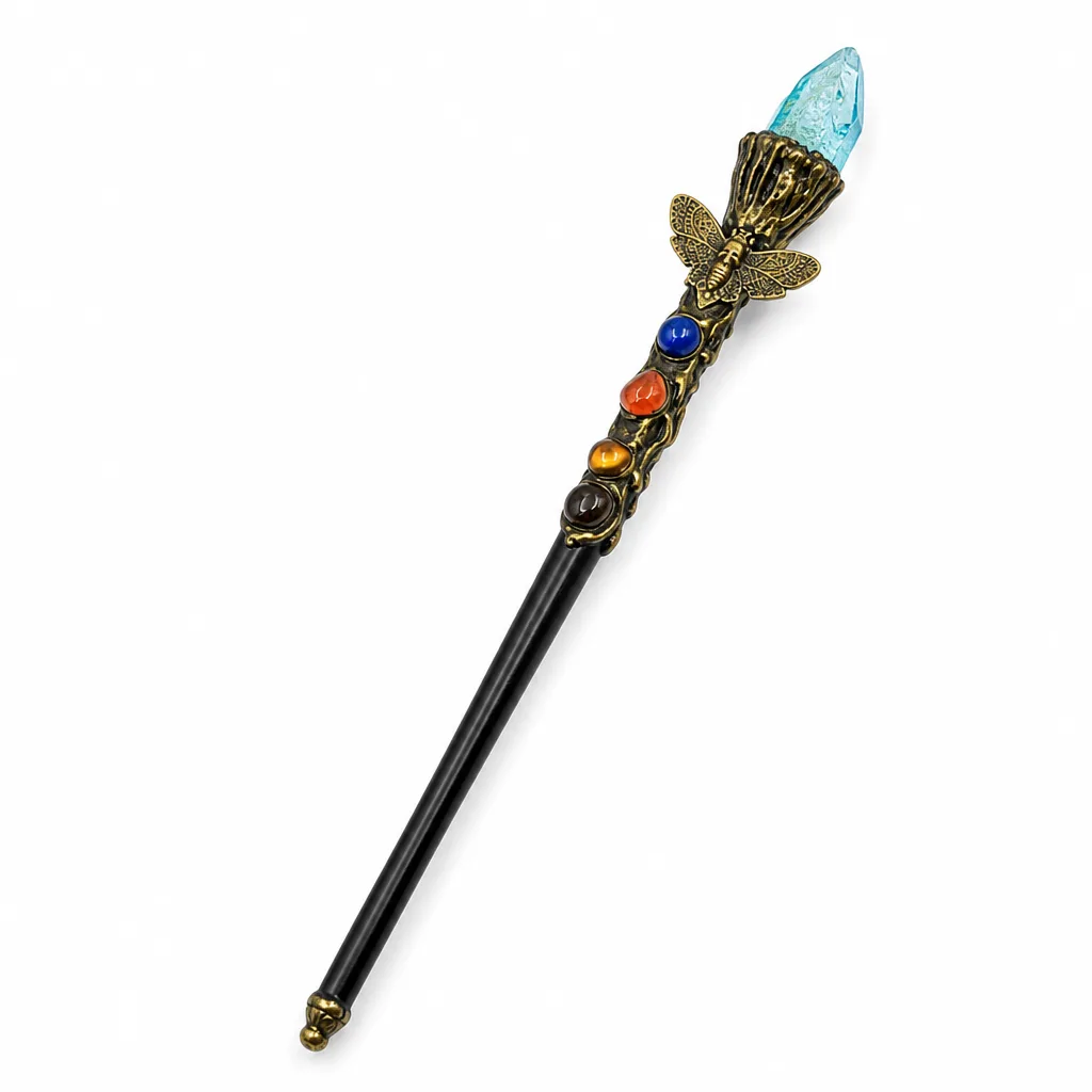 Premium Handcrafted Color-Plated Moth Magic Wand for Chakra Healing Energy Protection Meditation & Altar Decor Collection