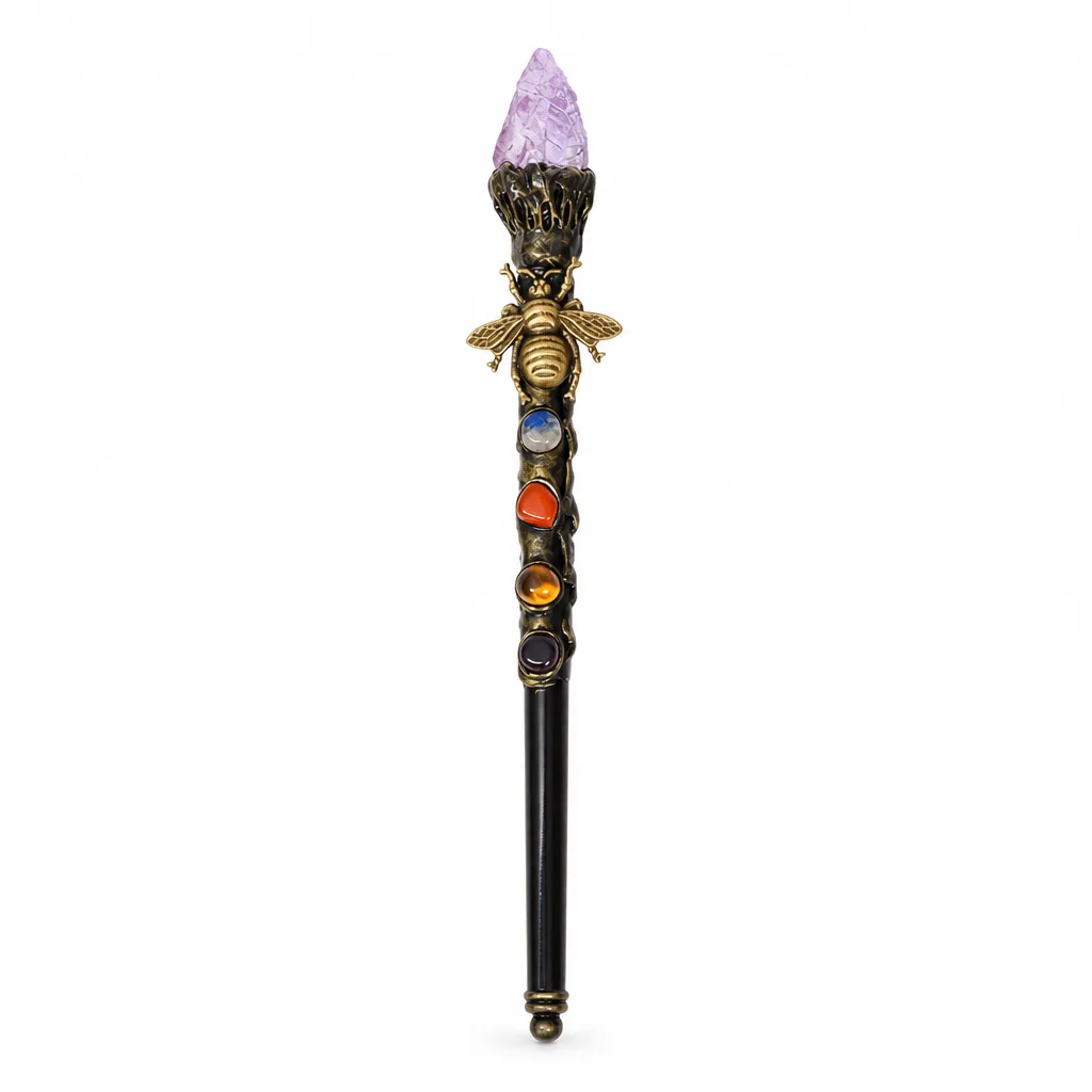 Premium Color-Plated Spider Magic Wand Crystal Healing Energy Protection for Meditation, Altar Decor & Spiritual Gift Collection