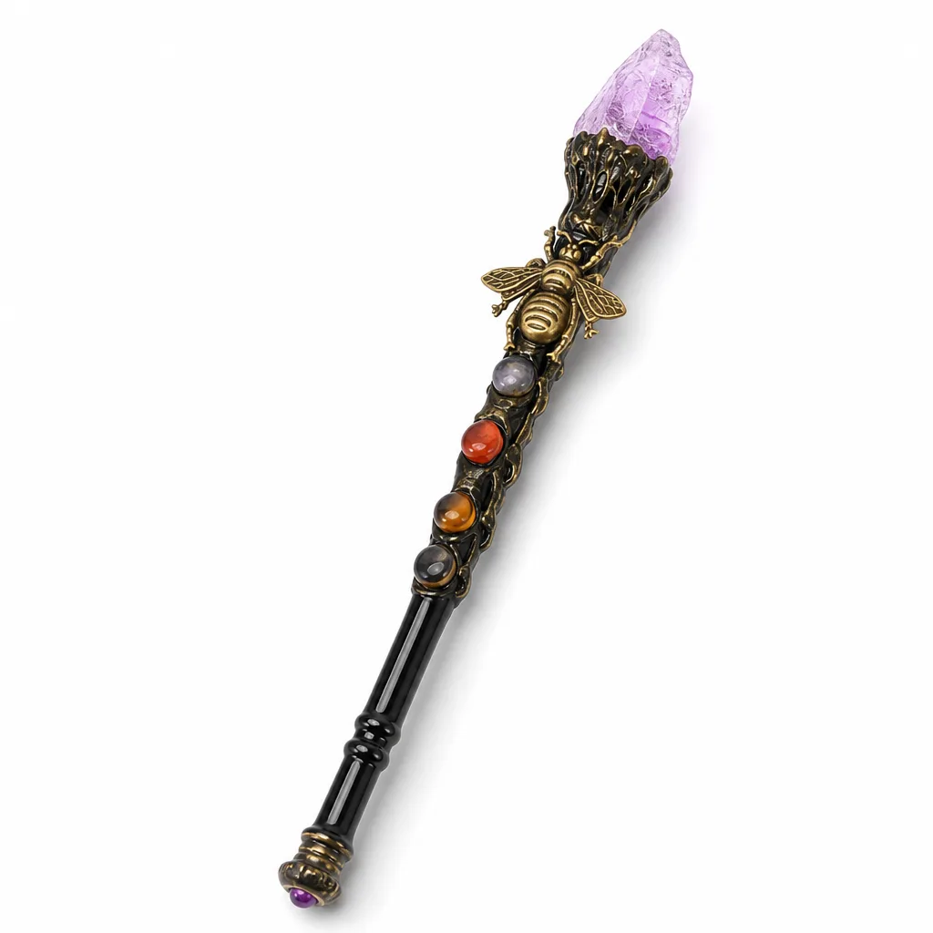 Premium Color-Plated Spider Magic Wand Crystal Healing Energy Protection for Meditation, Altar Decor & Spiritual Gift Collection