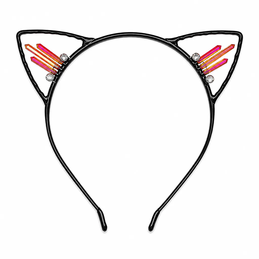 Cat Ear Rainbow Plated Headband Premium Energy Protection Spiritual Gift Collection Handcrafted Metaphysical Accessory for Meditation Yoga & Wellness Studio Use