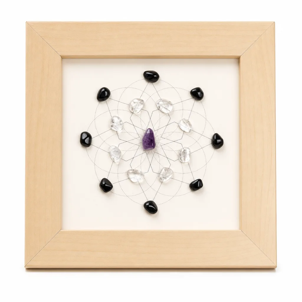 Premium Handcrafted Flower of Life Crystal Photo Frame – Chakra Healing Energy for Meditation, Yoga, Altar & Executive Desk Decor