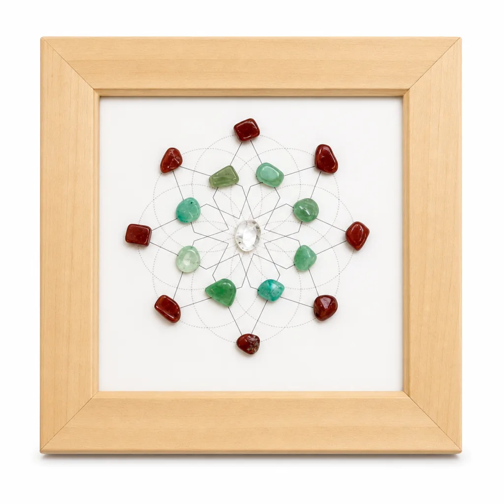 Flower of Life Crystal Stone Photo Frame – Handcrafted Premium Chakra Healing Energy Decor for Meditation, Yoga, Bedroom, Office, Living Room, and Spiritual Gift