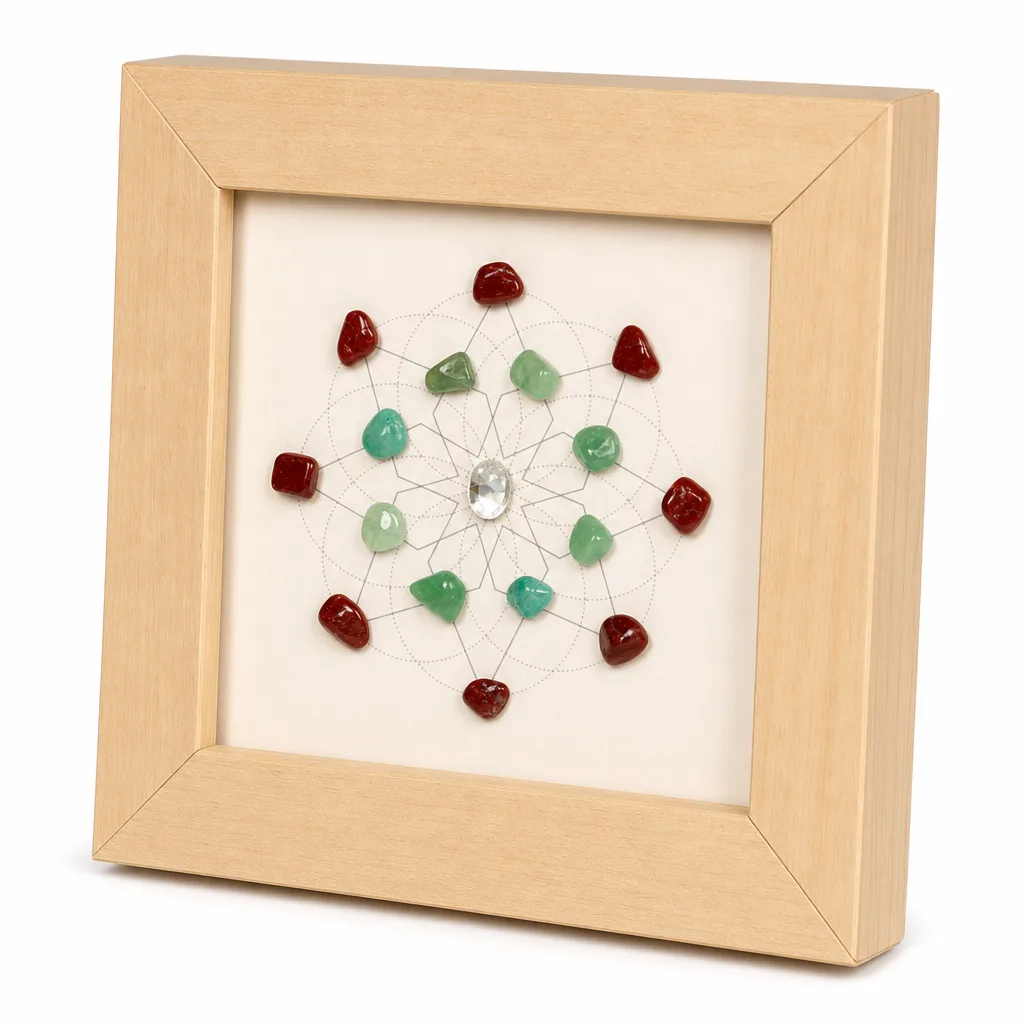 Flower of Life Crystal Stone Photo Frame – Handcrafted Premium Chakra Healing Energy Decor for Meditation, Yoga, Bedroom, Office, Living Room, and Spiritual Gift