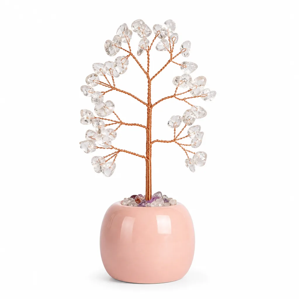 Crystal Tree Jar Handcrafted Healing Energy Decor for Meditation Yoga Bedroom Office Altar Gift