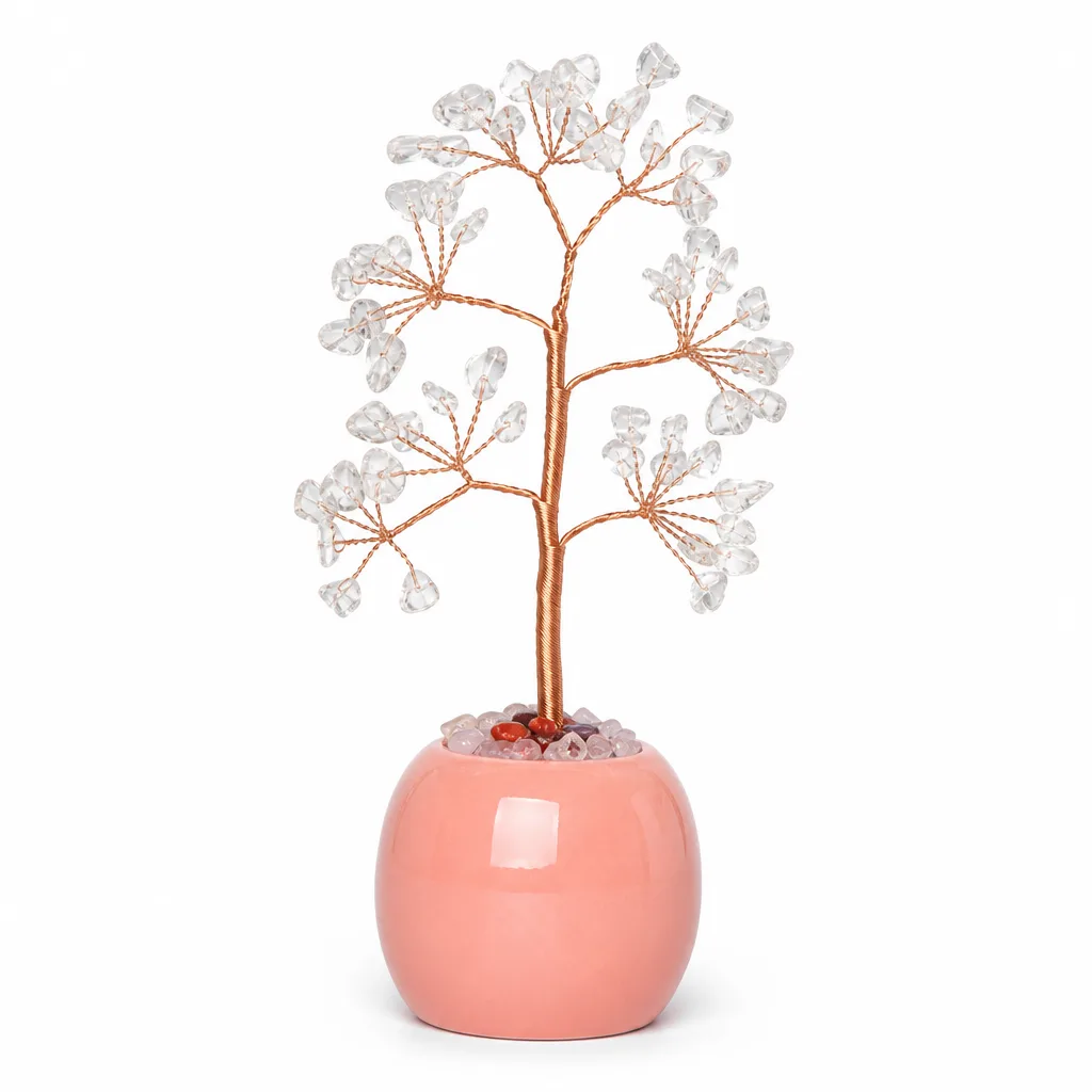 Crystal Tree Jar Decor Handmade Premium Healing Energy Chakra Protection for Meditation Yoga Bedroom Office