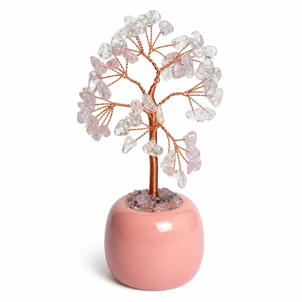 Crystal Tree Jar Decor Handmade Premium Healing Energy Chakra Protection for Meditation Yoga Bedroom Office