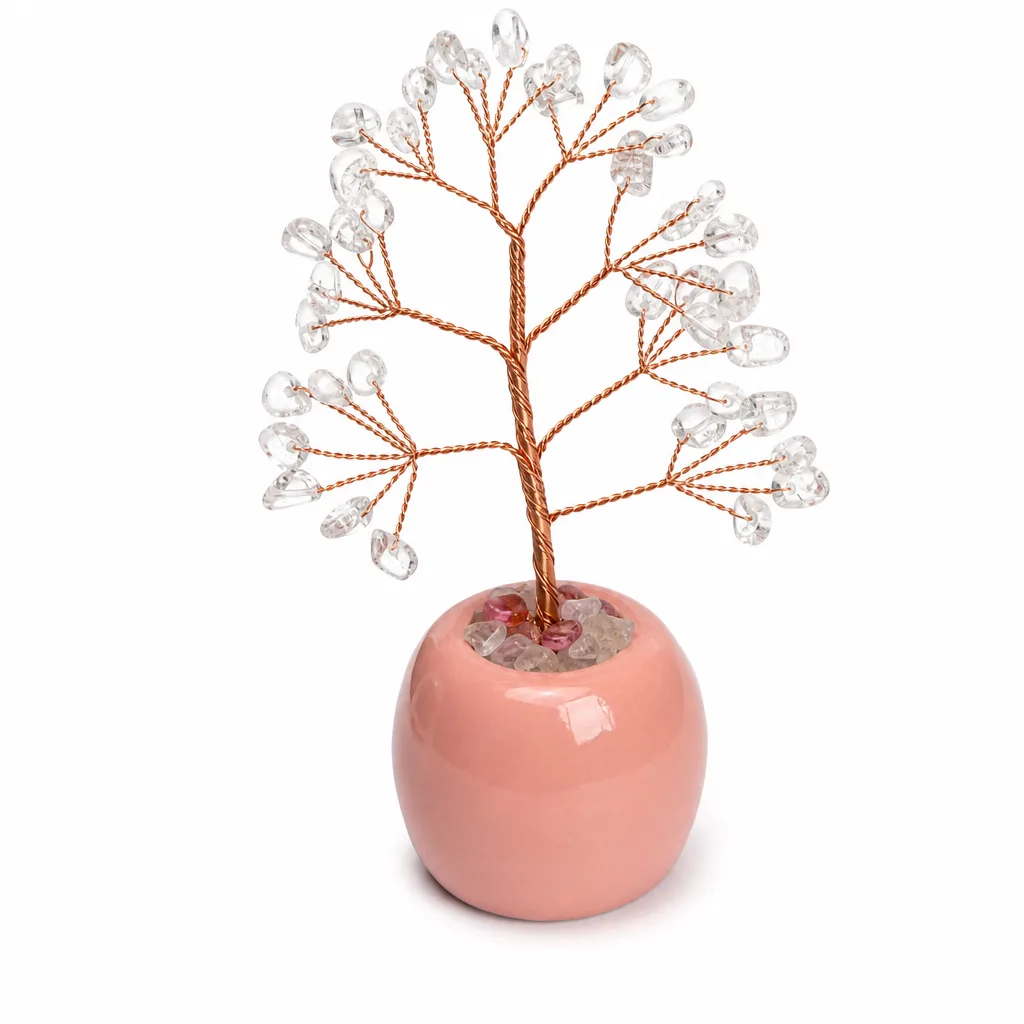 Crystal Tree Jar Glass Handcrafted Chakra Healing Energy Decor for Meditation Yoga Bedroom Office Living Room Gift