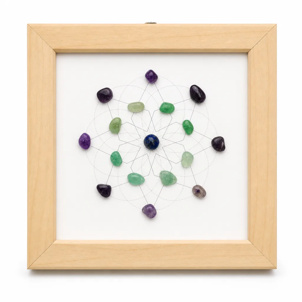 Flower of Life Crystal Frame Handcrafted Chakra Healing Energy Protection for Meditation Yoga Living Room Office Altar Decor