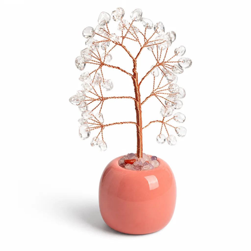Crystal Tree Jar Handcrafted Healing Energy Decor for Meditation Yoga Bedroom Office Altar