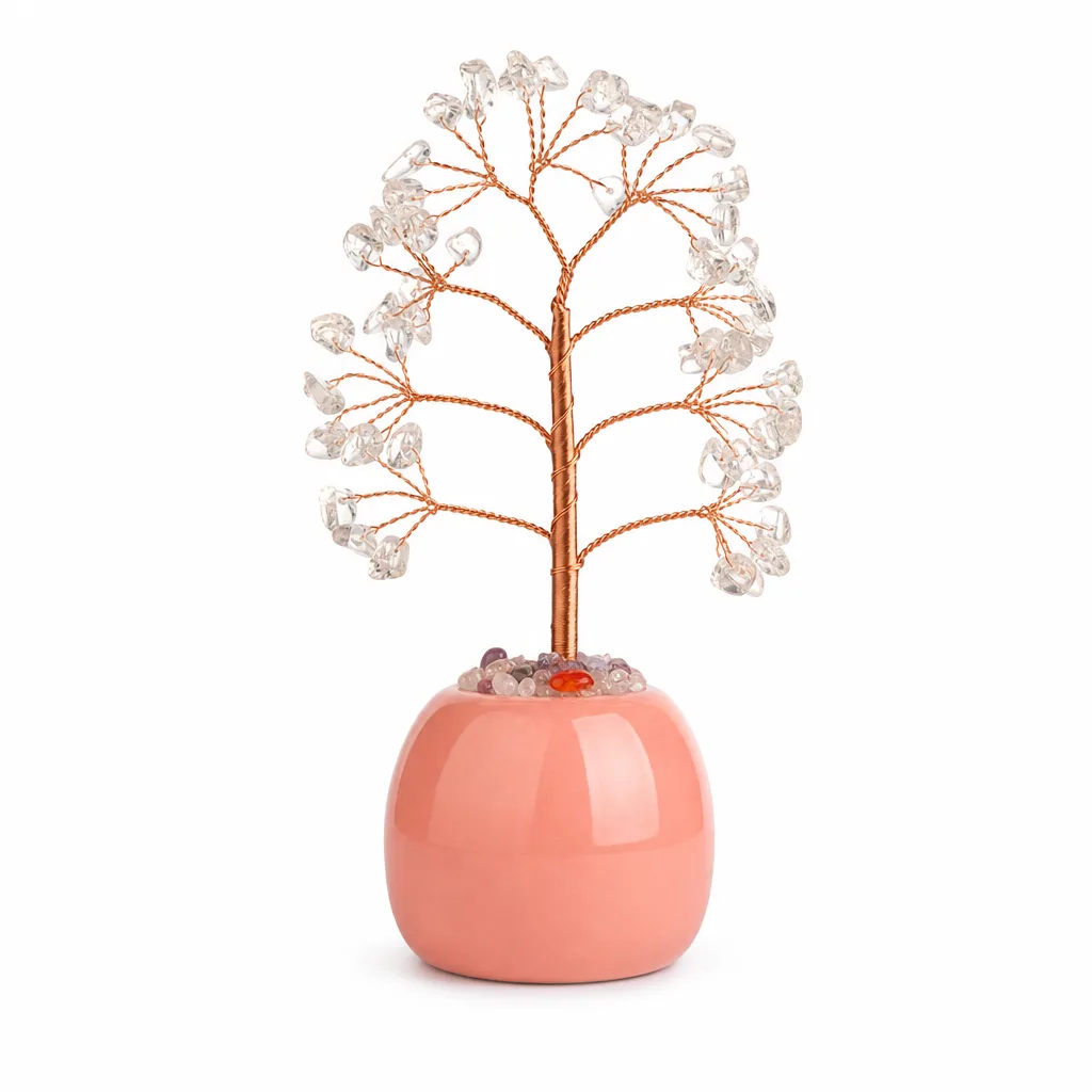 Crystal Tree Jar Decor Handcrafted Chakra Energy Protection for Meditation & Home Wellness Collection