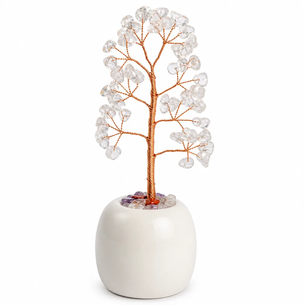 Crystal Tree Jar Decor Handcrafted Chakra Energy Protection for Meditation & Home Wellness Collection