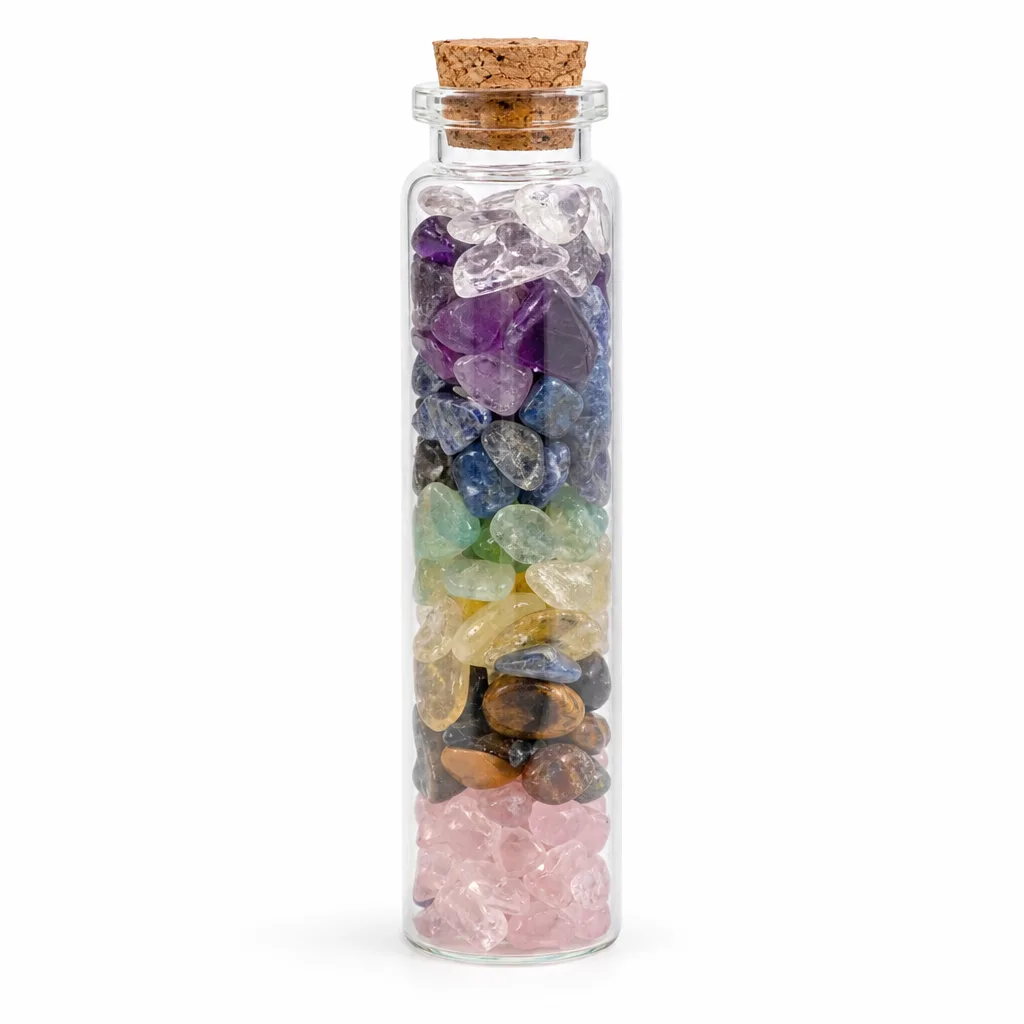 Premium Crystal Chip Wish Bottle Handcrafted Metaphysical Energy Protection Decor for Meditation, Yoga, Altar, Office & Spiritual Gift Collection image 1 Premium Crystal Chip Wish Bottle Handcrafted Metaphysical Energy Protection Decor for Meditation, Yoga, Altar, Office & Spiritual Gift Collection