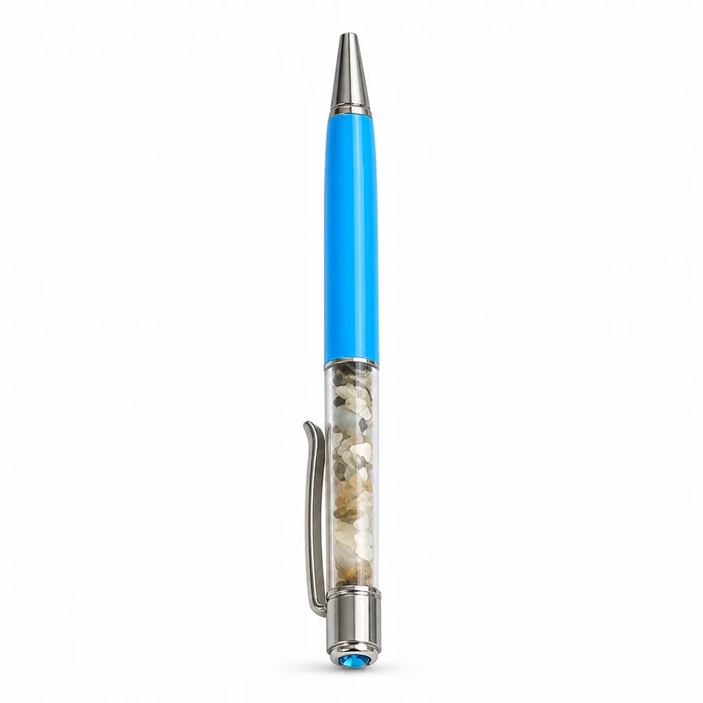 Premium Handcrafted Crystal Gravel Pen – Metaphysical Chakra Energy Protection for Meditation, Office & Spiritual Gift Collection