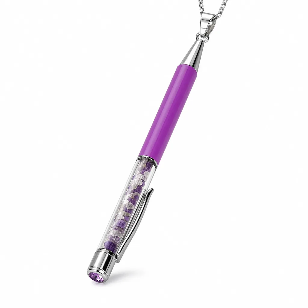 Premium Handcrafted Crystal Gravel Pen – Metaphysical Chakra Energy Protection for Meditation, Office & Spiritual Gift Collection