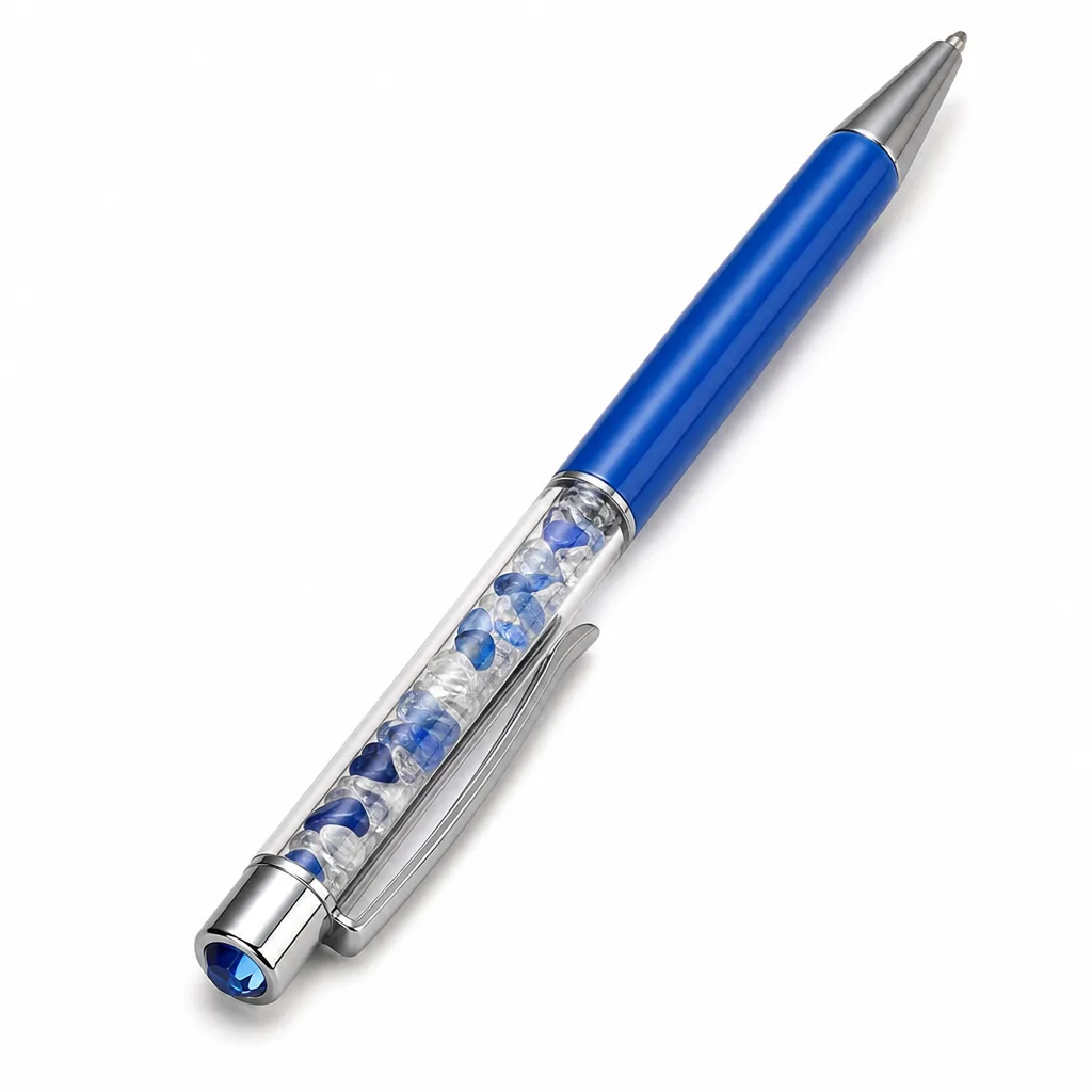 Premium Gravel Pen Crystal Chip Handcrafted Metaphysical Energy Protection Pen for Meditation, Office Desk & Spiritual Gift Collection