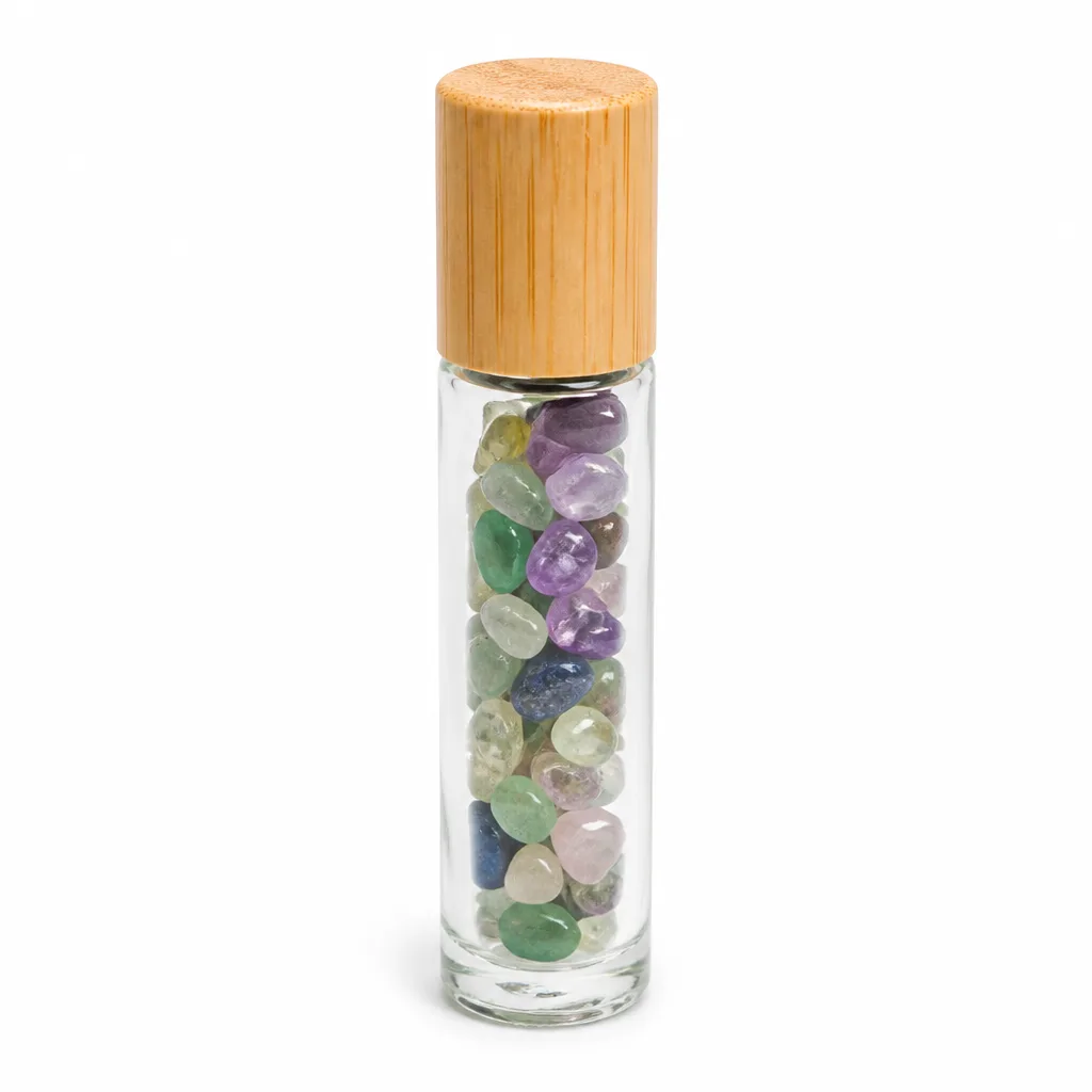 Premium Wood Grain Roll-On Bottle for Chakra Healing & Energy Protection – Meditation, Yoga & Spiritual Decor Collection