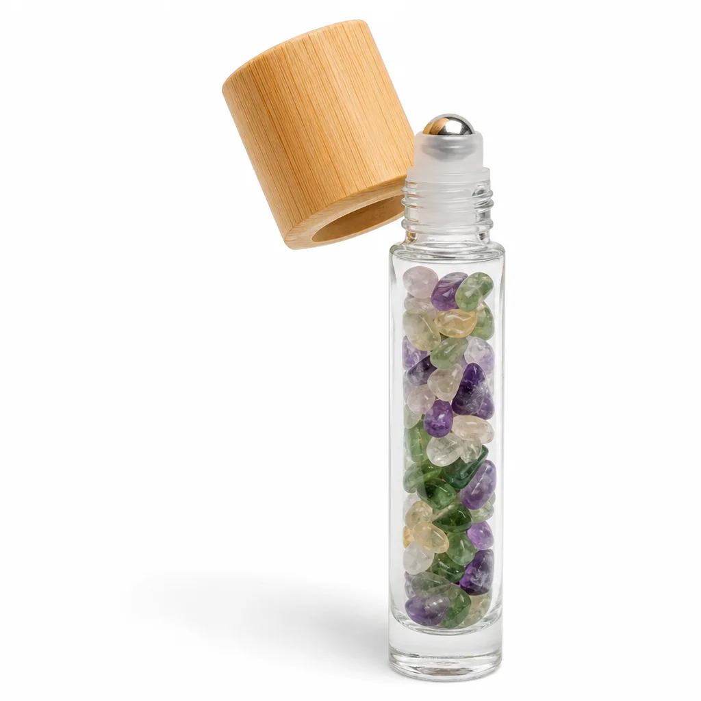 Premium Wood Grain Cap Roll-On Bottle for Chakra Energy Healing & Protection, Meditation Yoga Bedroom Office Wellness Studio Spiritual Gift Collection