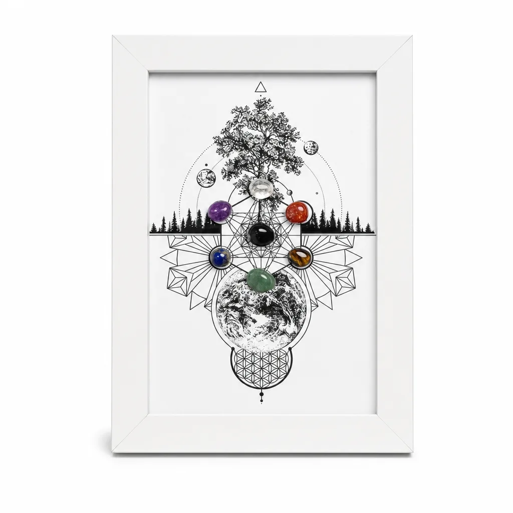Premium Metatron Crystal Stone Tree of Life Frame – Chakra Healing Energy Decor for Meditation, Altar & Office image 1 Premium Metatron Crystal Stone Tree of Life Frame – Chakra Healing Energy Decor for Meditation, Altar & Office