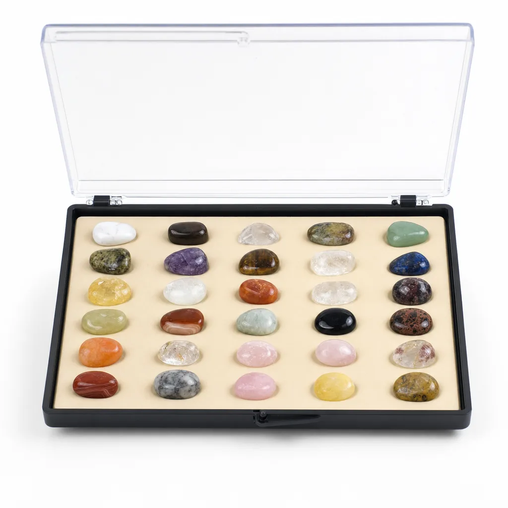 Mineral Specimen Collection Box, 25-Material Chakra Energy Decor for Meditation, Yoga & Altar Spaces – Premium Metaphysical Collection