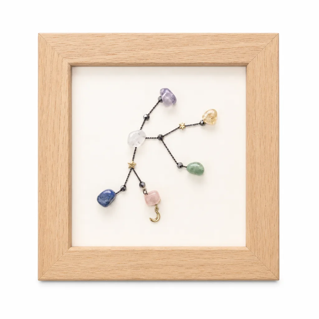 Twelve Zodiac Signs Crystal Painting – Crystal Healing Energy Protection Wall Art for Meditation, Yoga, Bedroom & Office | Premium Handcrafted Metaphysical Collection