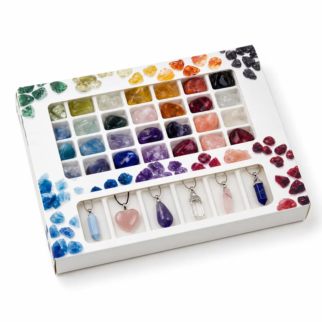 Crystal Blind Box 24-Piece Mixed Assortment – Premium Handcrafted Chakra Healing Energy for Meditation, Yoga, Bedroom, Office, and Spiritual Decor