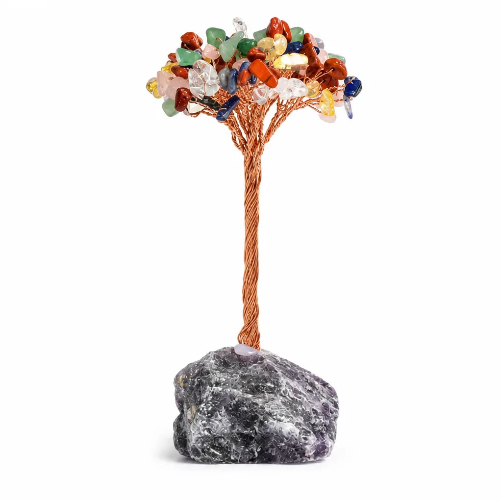 Amethyst Colorful Crystal Tree – Handcrafted Chakra Healing Energy Decor for Meditation, Office, and Spiritual Gift