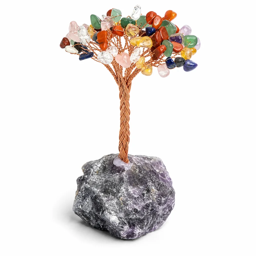 Amethyst Colorful Crystal Tree – Handcrafted Chakra Healing Energy Decor for Meditation, Office, and Spiritual Gift