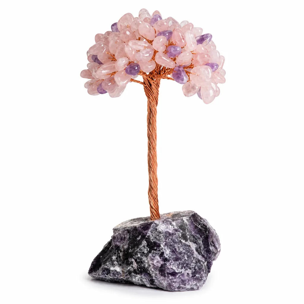 Amethyst Rose Quartz Crystal Tree MeditationYogaDecor ChakraHealingEnergyProtect