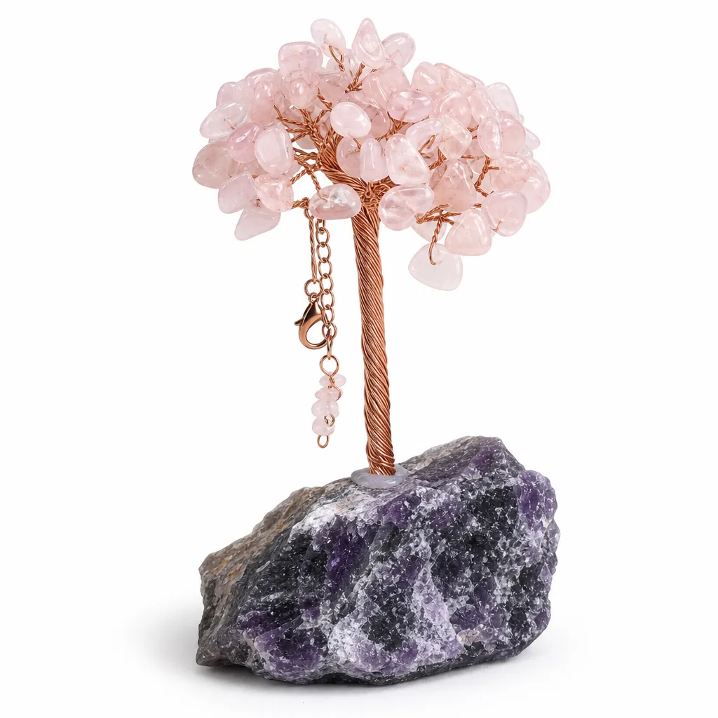 Amethyst Rose Quartz Crystal Tree MeditationYogaDecor ChakraHealingEnergyProtect
