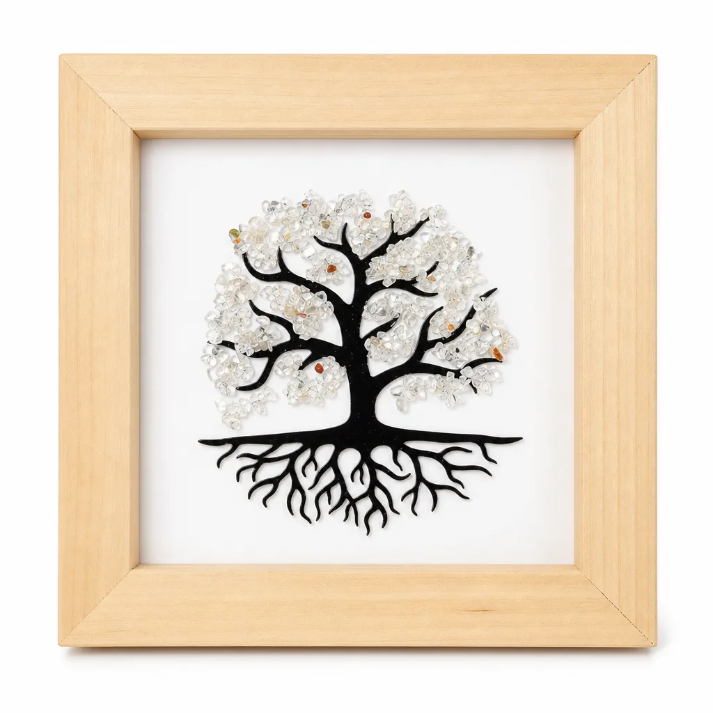 Tree of Life Crystal Frame – Premium Handcrafted Chakra Healing Decor for Meditation, Office & Spiritual Gift