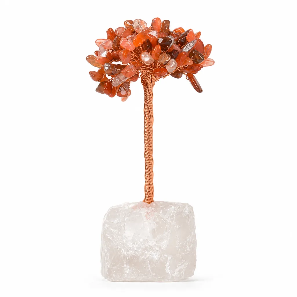 White Crystal and Red Agate Tree Handcrafted Chakra Healing Energy Decor for Meditation, Office, and Spiritual Gift image 1 White Crystal and Red Agate Tree Handcrafted Chakra Healing Energy Decor for Meditation, Office, and Spiritual Gift